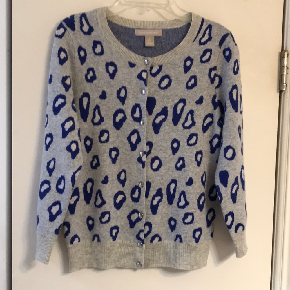 Banana Republic blue & gray sm cheetah print cardigan.
